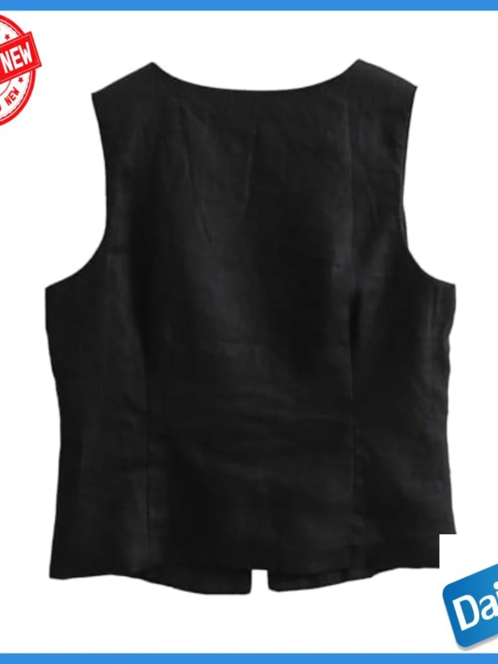 Linen Sleeveless Crop Top Tie Front Vest Relaxed Fit X-Large